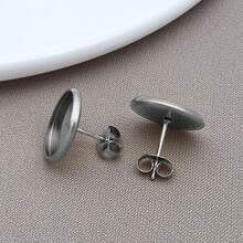 10pcs Stud Earring Kit 304 Stainless Steel Blank Stud Earring Bezel Cabochon Setting Post With Backs For Jewelry Making DIY Findings 10/12/14mm - Multicolor - View 15