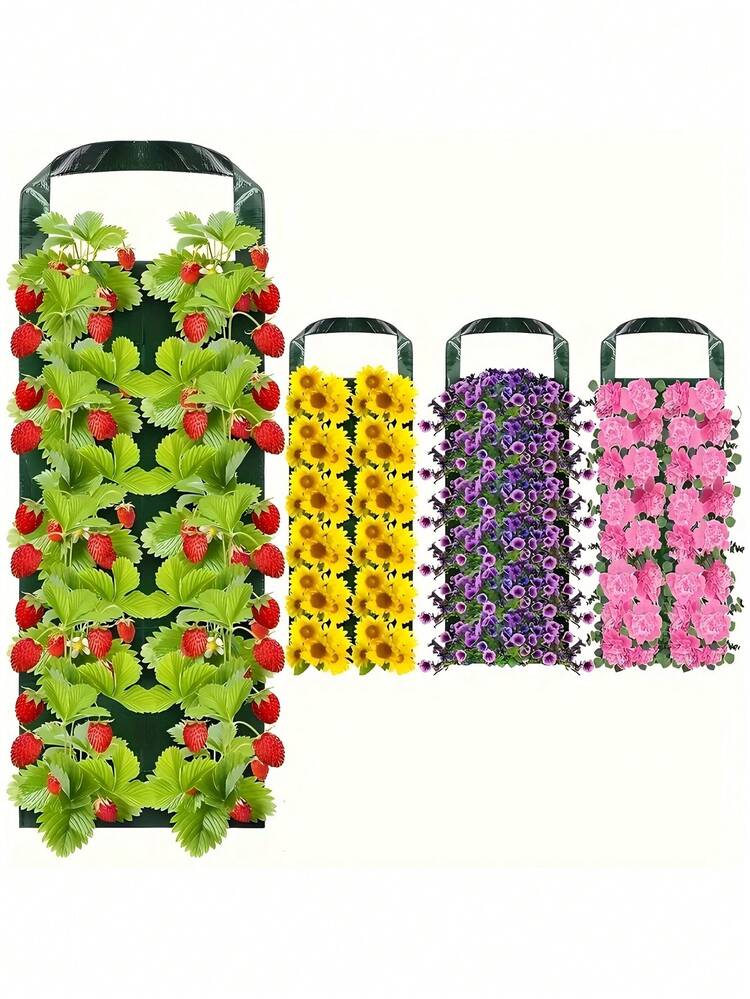 Homealexa 2 Pz Sacchi per Piantare Fragole, Sacco Piante da 40L/10 Galloni con Manico e Tasche Laterali, per Coltivazione Piantare Verdure Fiori Fragole a Casa Giardino Balcone