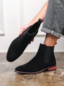 Nuovi stivali Chelsea da uomo con punta affusolata, versatili, retrò e minimalisti, adatti per lavoro, feste, vacanze e abbigliamento casual, ideali per l'autunno/inverno - nero - Visualizzare 4