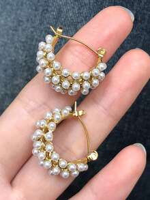 Fashionable And Exquisite Gold Color Earrings , High Quality Anti Allergy Stainless Steel Ear Gifts For Women Mom Girlfriend Birthday Party Jewelry