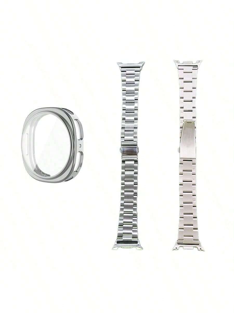 2件套，兼容三星Galaxy Watch 8/Watch 8 Classic，14毫米宽表带+表壳保护套，40毫米/44毫米，可拆卸不锈钢表带和柔软防刮TPU表壳保护套，是馈赠亲友的理想礼物，智能手表配件