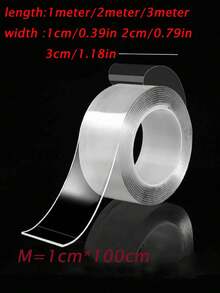 شريط لاصق شفاف قوي جدًا ذو وجهين، قابل لإعادة الاستخدام، مناسب لأغراض المطبخ والحمام، بطول 1/2/3/5 متر