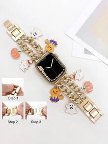 1pc Halloween Skeletons,Pumpkin Lanterns, Multi-Element Pendant Bracelet Strap Compatible With Apple Watch Band Strap 38mm 40mm 41mm 42mm 44mm 45mm 49mm (S10 42)Mm (S10 46)Mm,Halloween Multi-Element Watch Strap Compatible With Iwatch Series Ultra 2 S10 SE 9 8 7 SE 6 5 4 3 2 1,Smart Watch Strap/Band, Unique Personalized And Style Strap