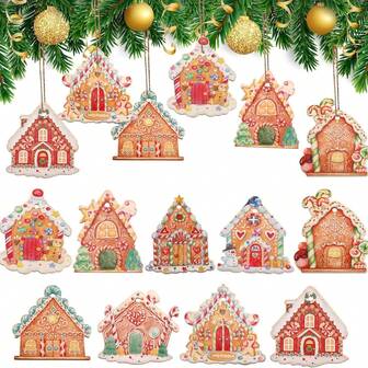 9pcs/18pcs/27pcs/36pcs Christmas Gingerbread House Wooden Ornaments, Hanging Decorations For Christmas Tree, Farmhouse Christmas Decor With Cute Designs Like Gingerbread House, Snowman, Gingerbread, Christmas Tree, Candy Cane, Etc. Home Decor Christmas Decorations Room Decor Winter Christmas Decorations Home Christmas Gifts Christmas Decor