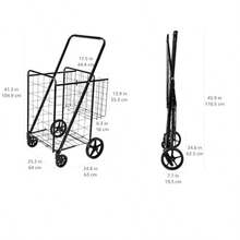 Foldable Shopping Utility Cart With 360Degree Wheels Easy Assembly Black - 黑色 - 查看 5