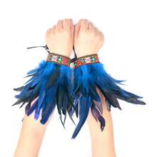 人造羽毛腕带 羽毛蕾丝手镯 蕾丝腕带 女士万圣节服装角色扮演 2 件装 - 彩色 - 查看 8