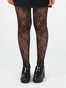 1 para damskich rajstop/pończoch z koronką w kwiaty, pończochy z siateczki, wysoki stan, wyszczuplające, dopasowane, duże rozmiary, odpowiednie na różne okazje, prezent świąteczny