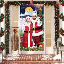 1 peça de decoração para cenário de festa de Natal, rosto de Natal em buraco, adereços para fotos, capa de porta, adereços para cabine de fotos, fundo de Papai Noel, fundo fotográfico engraçado para festas de Natal - Multicolorido - Ver 13