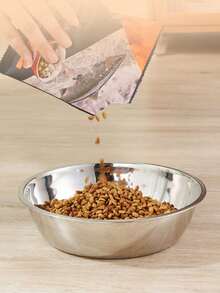 1pc/2pcs Stainless Steel Cat/Dog Bowl, Pet Feeding Bowl, Anti-Slip Anti-Bite Durable