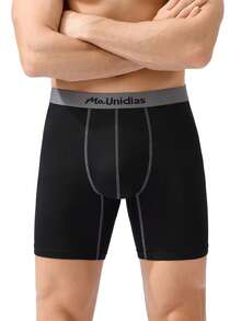 7pcs/Pack Men's Mid-Length Boxer Briefs With Letter Waistband, Mid-Waist Classic Casual Underwear, Home Shorts, S-XXL - Multicolor - View 8