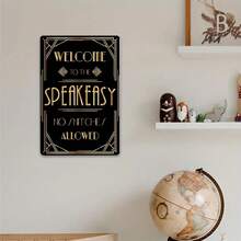 Welcome To The Speakeasy Tin Sign - No Snitches Allowed Vintage Retro Great Gatsby Art Deco Prohibition Era Wall Decor Metal Sign Gift - Nhiều màu - Xem 2