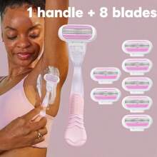 1 Mango manual + 4/8 Cuchillas Juego de depilación femenina, artículo de viaje esencial (Body de cuchilla + Cabezal + Caja de almacenamiento), Artículos de belleza y viaje para barbería, Accesorios de viaje, Artículos de viaje necesarios, Vacaciones en la playa, Vacaciones de verano, Útiles escolares, Regreso a la escuela, Artículos esenciales. Cuchillas de afeitar