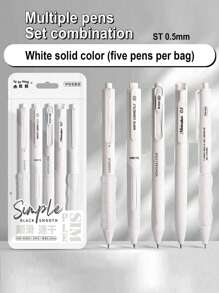 5/10 Pcs Fashionable Retractable Neutral Pens, 0.5mm Fine Point, Black Ink, Quick Dry No Bleed, Smooth Writing Pen, Aesthetic Pens For Writing Drawing Journaling Note Taking, Gifts Suitable For Exams, Office Work & Stationery Back To School