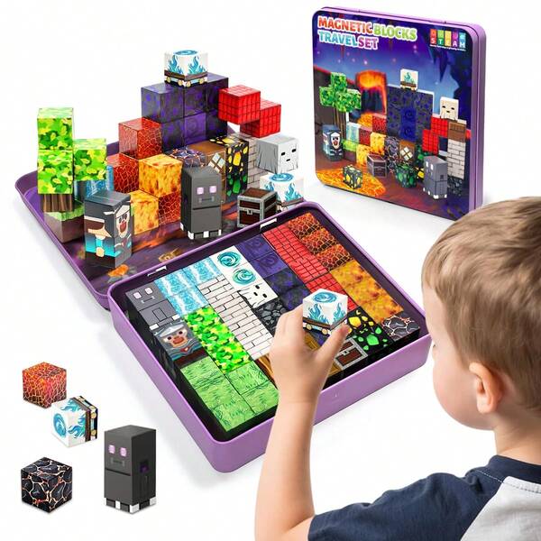 49-150Pcs Magnetic Building Blocks Game-Based Build Magwonder Cave World With Magnet Construction Toys STEM Sensory Gift For Boys Girls Birthday