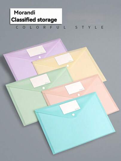 1pc/5pcs A4 Clear Polypropylene File Folders With Snap Closure & Label Design, Waterproof Document Organizer Box, Assorted Colors Incl. Pink, Blue, Green, Yellow, Purple, Suitable For Students & Office Use, School File Folders