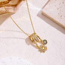 New 18K Stainless Steel Zirconia Necklace For Women, Micro-Inlaid Copper Pendant Jewelry, High-End Fashion Personality And Versatile Temperament - 7 - 查看 1