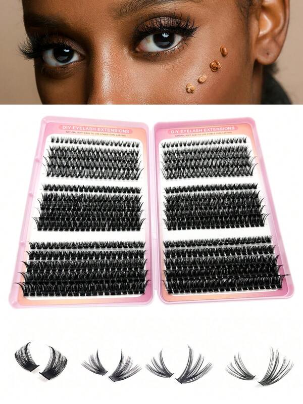 600 Pcs Black Individual Lash Clusters Eyelashes Extensions Kit 9-16mm, Lash Clusters DIY Eyelashes Extensions Kit, Black Large-Capacity Cluster False Eyelashes, D30+D40+D50 Mixed Individual Lash Clusters Kit 9-16mm, Wedding Bride Makeup Tools Lash Clusters, Eyelash Clusters, Individual Eyelashes, Lashes, Fake Lashes