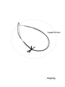 1pc New Design Double Layer Faux Pearl Bow Detail & Bowknot Necklace, Unique And Stylish Collarbone Chain Valentines,Mom,Mother,Mother's Day,Gift