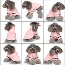 1件宠物连帽浴袍 [四季] 小狗和小猫连帽浴袍 - 3秒速干，可爱宠物睡衣和浴袍 - 彩色 - 查看 5