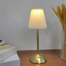 1pc Luxury European Style Bedside Lamp, Touch Control, 3-Color Dimmable, USB Charging, Metal Material, Suitable For Home, Office And Hotel Decor - Cordless Desk Lamp - View 10