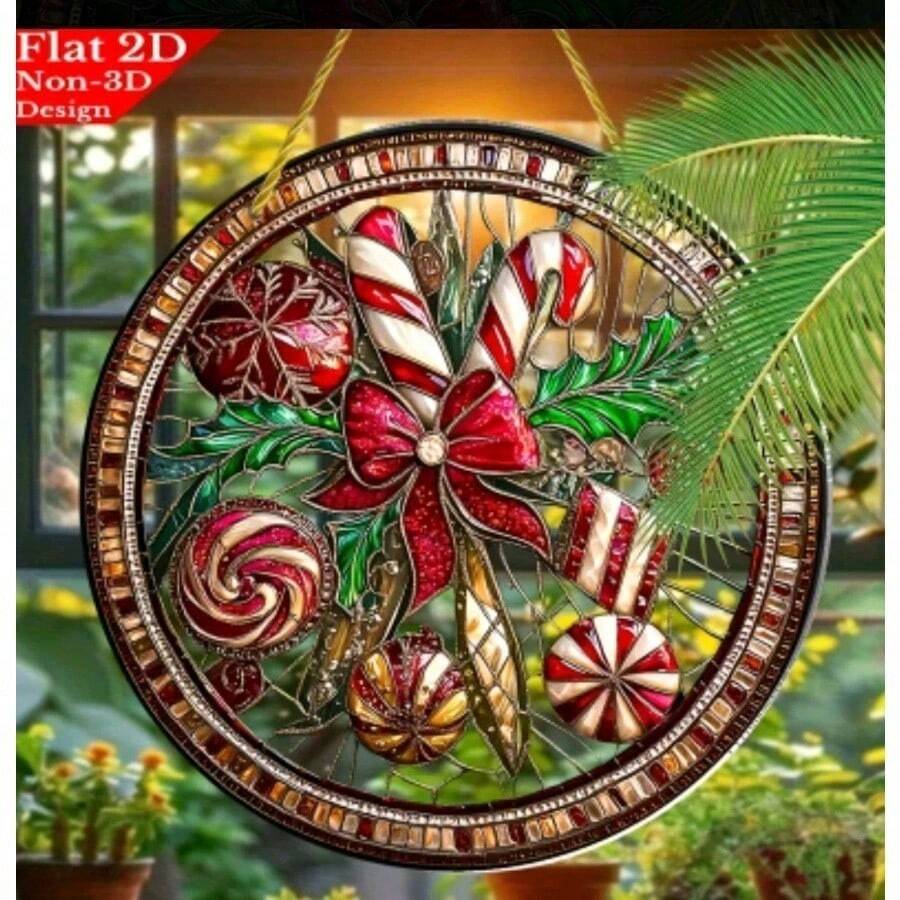 Décoration de fenêtre en acrylique 2D plate en forme de canne de bonbon de Noël, 20 cm, livraison gratuite