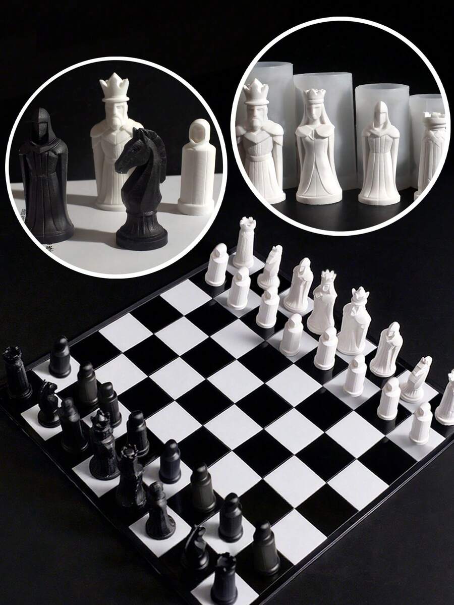DIY Chess Silicone Mold Chess Game Pieces Handmade Aromatherapy Candle King Queen Horse Chess Pieces Mold Soap Mould DIY Epoxy Resin Gypsum Mould Gift For Friend Birthday Gift Best Friend Gifts DIY Chess Game Pieces - Mold - View 1