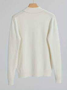 Men's Solid Color Long Sleeve Casual Turtleneck Knit T-Shirt , Fall - White - View 4