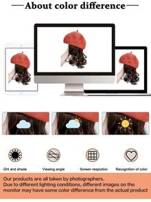 Ladies' Simple And Versatile Beret With Slouchy Short Curly Hair, Heat-Resistant Synthetic Hair, Breathable And Comfortable Outdoor Casual Hat, Suitable For Daily Wear - Multicolor - View 8