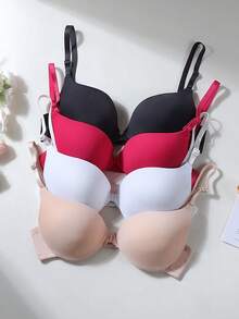 4 piezas Sujetador de niña con tirantes finos, espalda recogida y bonita, con hebilla frontal y espalda abierta, admite múltiples formas de uso - Multicolor - Ver 3