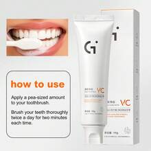 110g Pasta de dientes blanqueadora con bicarbonato de sodio y vitamina C - Refresca el aliento, elimina las manchas, blanquea los dientes, protege las encías, fórmula de limpieza profunda y pulido para una sonrisa talla grande brillante y saludable, apta para uso en el hogar y viajes