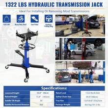 Dual Plunger Hydraulic Transmission Jack 1322lbs Capacity,33.8"-72.8" High Lift 2-Stage Hydraulic Telescoping Jack, Trans Jack Stand Wit Non-Slip Pad, Foot Pedal & Swivel Wheel - Màu xanh lam - Xem 2