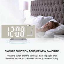 Bedroom LED Digital Projection Alarm Clock, Ceiling Projection Electronic Time Projector, Silent/Loud Dual Bedside Clock (White Base White Font), Home Decor Room Decoration - Multicolor - View 7