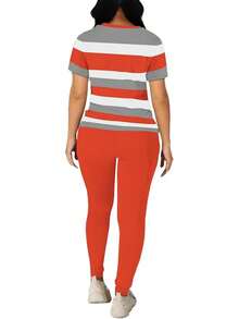 HBQ Women 2 Piece Outfits Summer Sweatsuits Track Suits Biker Short Workout Jogger Sets - 96號橘色 - 查看 4