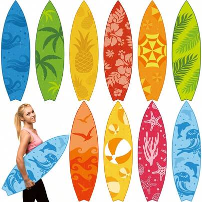 10 Pcs 28 X 8. 1 Inch Wall Decor Large Cutouts Summer Pool Cardboard Sign Tropical Beach Hawaiian Party Decoration Classroom Bulletin Board, 10 Styles