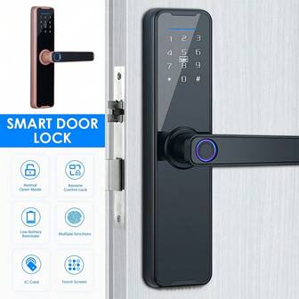 Digital Smart Door Lock Fingerprint Card Password Key Electronic Home Security Lock Support Temporary Visitor Password Real-Time Visitor Update