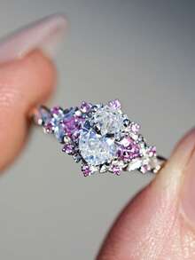1 PC Luxurious Women's Rings Sparkling Shining Briar Rose Unique Design Purple Rings For Women Engagement Wedding Band Promise Ring Birthday Merry Christmas Valentine's Day Anniversary Gift For Her Jewelry Ring - 紫色 - 查看 3