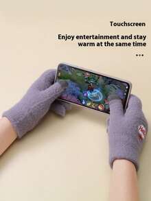 Women's Student Winter & Autumn Gloves Korean-Style, Cute Design With Thermal Lined & Thickened Warmth Ideal For Cycling, Daily Wear, And Cold-Weather Outings 5-Finger Design For Flexible Movement Touchscreen-Compatible-No Need To Take Off When Using Phones Soft Cotton Material For Comfort And Insulation.Travel, Women's Winter Gloves, Gloves, Girls' Gloves, Men's Winter Gloves, Work Gloves, Fur Gloves, Motorcycle Gloves.