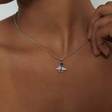 1pc Customized Photo Projection Necklace, Angel's Tear Stainless Steel Pendant With Personalized Photo Inside, Mother's Day Gift - Angel - View 4