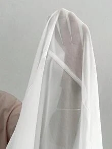 Maternity Off-Shoulder Split Solid Color Ruffle Crossover Dress, Photoshoot Wear - White - View 3