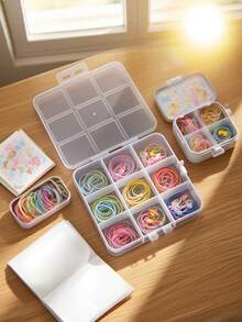 1pc Transparent 9-Grid Children's Accessory Storage Box, Girls Hair Accessory Organizer, Delicate Storage For Baby Hair Clips & Ties, Multi-Functional Hair Accessory Organizer - Multicolor - View 5