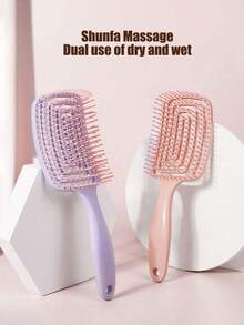1pc Women's Hollow Comb, Suitable For Wet Or Dry Use - Gentle Massage Design, ABS Plastic Handle, Suitable For All Hair Types, Portable Styling Wide-Tooth Comb, Women's Long Hair Detangling Comb, Reduces Tangles And Frizz, Home Essential, Daily Use, Convenient For Travel, Hollow Design, Must-Have For Young Girls, Back To School Season, Bathroom Accessories