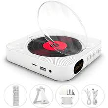 MEGICOT Bluetooth CD Player Built-In Speakers Remote Control, Portable Wall Mountable Home Music Player With Dust Cover, Support FM Radio USB Flash Micro SD AUX Play - Black - View 7