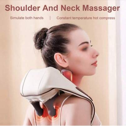 Ny massageringmassagesjal, sned muskelhalsmassageapparat med knådning, uppvärmning, elektrisk massage för nacke