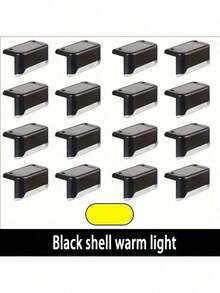 32 piezas Luces solares LED de jardín en negro/blanco/marrón, luces para escaleras para decoración exterior - Terraza, escalones, barandilla, pared, patio, jardín, escaleras, patio, valla y camino de entrada, control multicolor, adecuado para decoración del hogar y decoración de barandillas