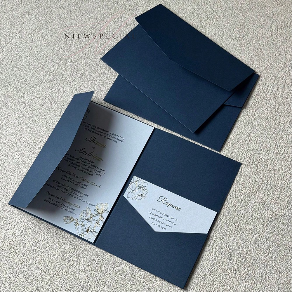 NIEWSPECIAL 25 wedding invitation cards tri-fold with envelopes, simple engagement and baptism invitation cards, DIY invitation ca...