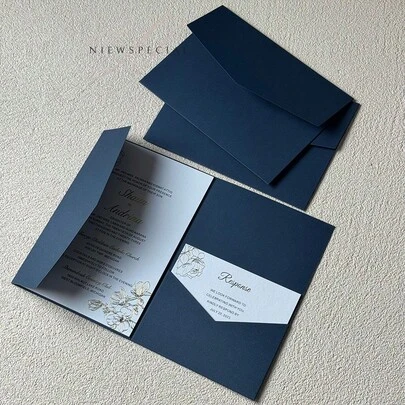 25 ชิ้น การ์ดเชิญงานแต่งงานแบบพับสามตอนพร้อมซอง, การ์ดเชิญเรียบง่ายสำหรับงานหมั้น, การทำพิธีศีลล้างบาป, คำเชิญ DIY, คำเชิญขนาด 5*7 นิ้ว, คำเชิญแบบพับ, คำเชิญแบบกำหนดเอง, การ์ดคริสต์มาส