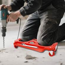 Rodillo para rodilleras con 5 ruedas, capacidad de carga de 100 kg, rodillera ergonómica, espuma antideslizante, trabajos de construcción de jardinería, alicatado, reparación de automóviles, almacenamiento de herramientas, rojo y negro