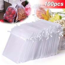 Custom White Organza Gift Bags, Food Bags, Gift Packaging, Holiday Presents, Minimalist & Elegant Design - Multicolor - View 4