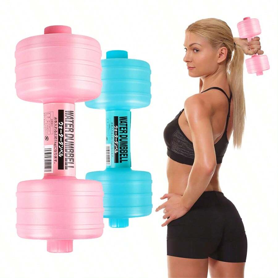 1PC充水哑铃便携式水哑铃家用健身水上杠铃办公室健美水哑铃瑜伽Crossfit训练配件 - 彩色 - 查看 1