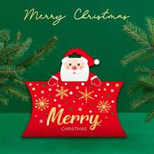 6pcs Creative Christmas Gift Boxes, Small Size Food/Candy Boxes, Christmas Pillow Boxes, 4 Styles Packaging Boxes, Candy Boxes, Holiday Party Decor Boxes, Christmas Kraft Paper Pillow Boxes, Favor Boxes - Multicolor - View 16